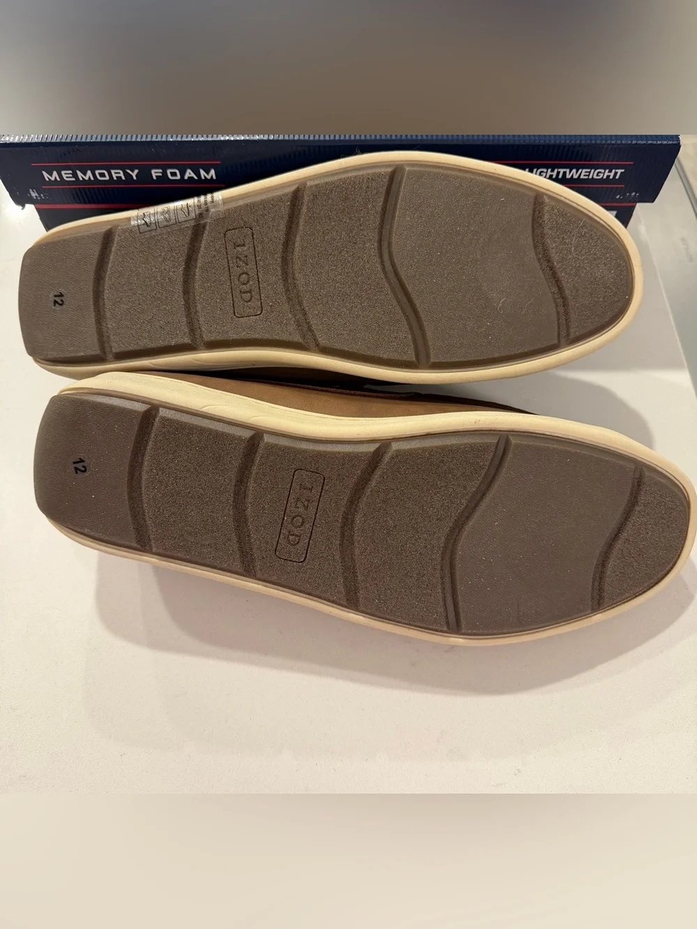 Izod Men's Seapoint Memory Foam Loafers - Tan - Size 12 NWT